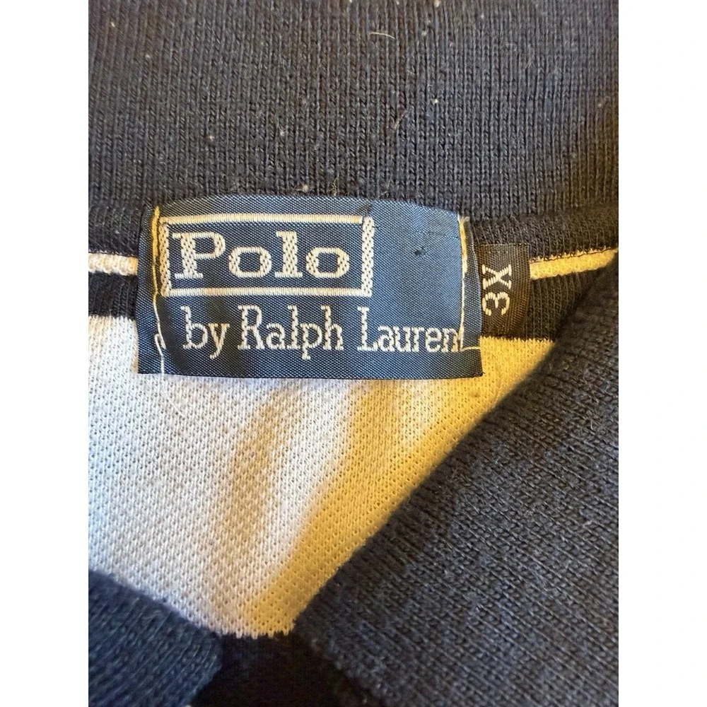 VINTAGE Polo By Ralph Lauren Men Polo 3XL Blue Embroidered Pony Rugby